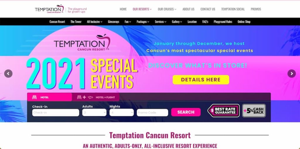 vacances libertines au temptation resort spa