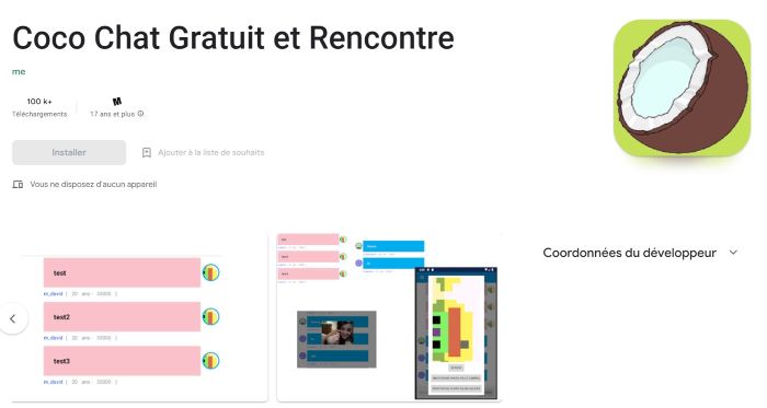 Coco Fr avis : application mobile sur android