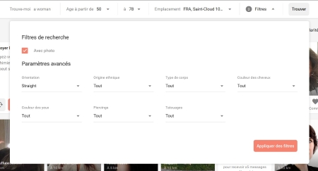  Les filtres de recherche : 