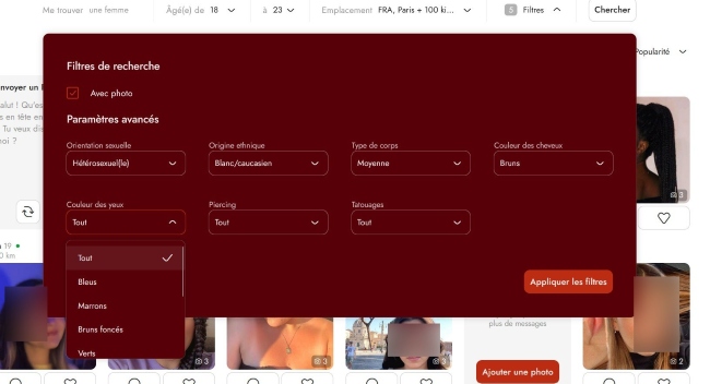 Les filtres de recherche
