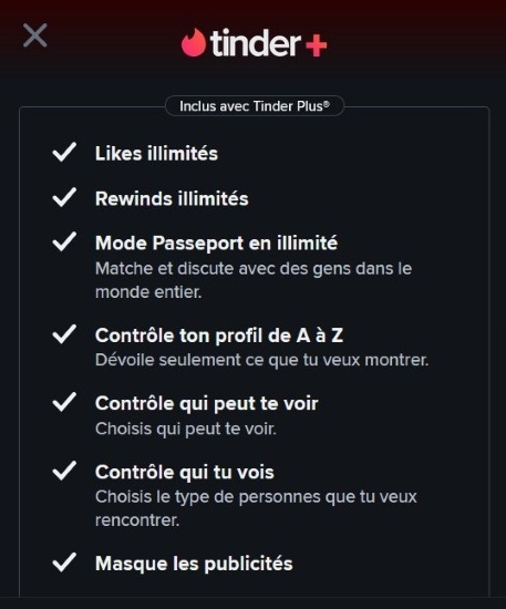 l'abonnement Tinder +